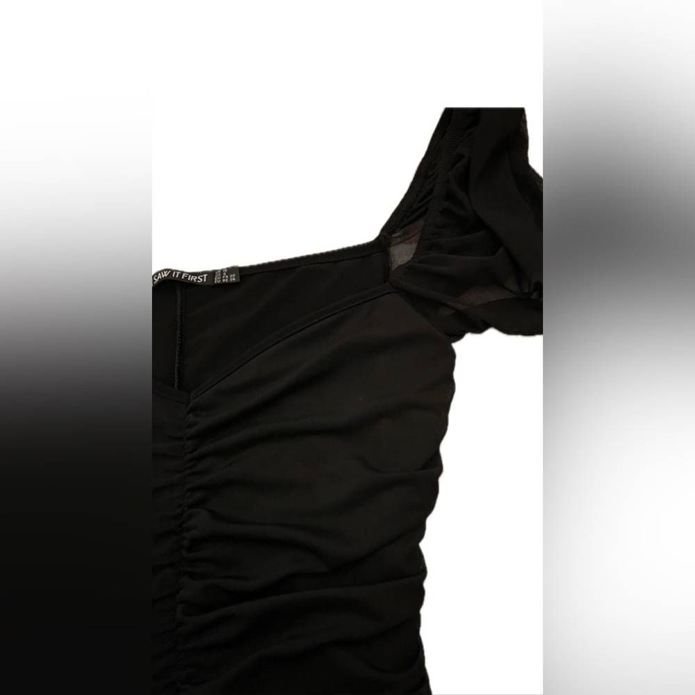 Black Ruched Mini Dress - Picture 2 of 5